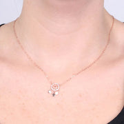 Collana in Argento 925 acchiappasogni con giro di zirconi multicolor e stelline pendenti