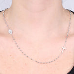 Collana in Argento 925 con simboli religiosi impreziositi da zirconi bianchi