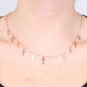Collana in Argento 925 con giro di croci pendenti lisce