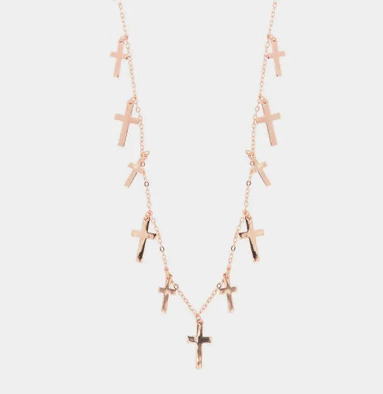 Collana in Argento 925 con giro di croci pendenti lisce