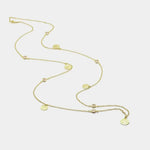 Collana in Argento 925 a catena lunga, con medagliette e cristalli color avorio
