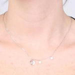 Collana in Argento 925 con zirconi pendenti e piastra