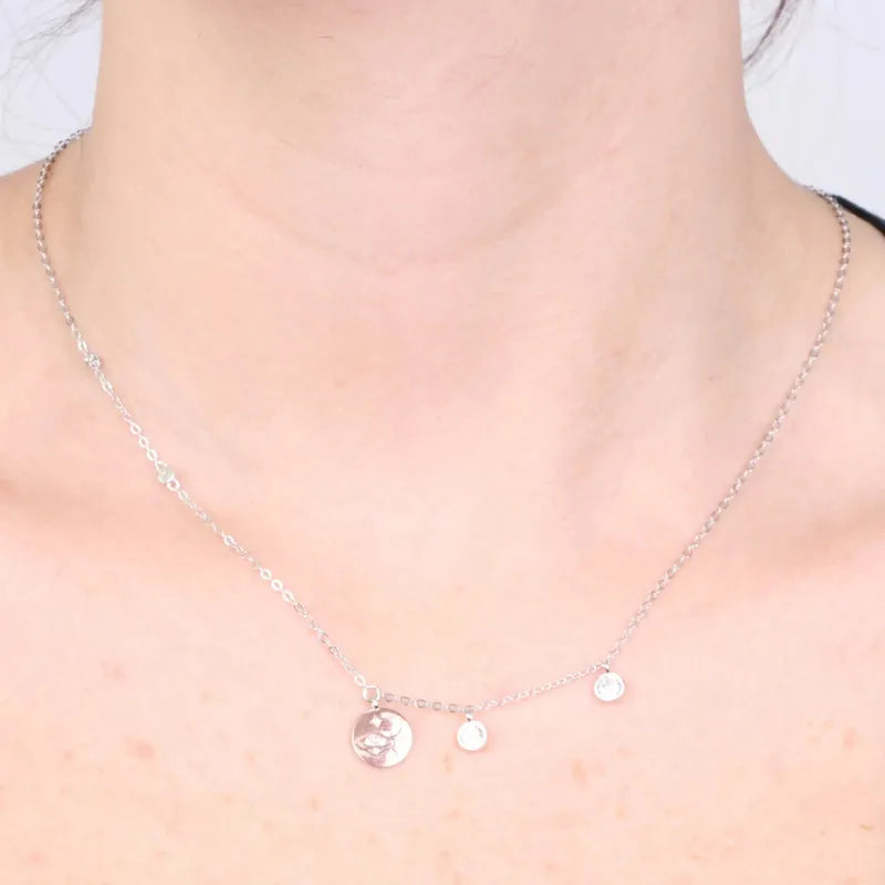 Collana in Argento 925 con zirconi pendenti e piastra