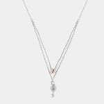 Collana in Argento 925 a doppia catena con chiave pendente a zirconi bianchi