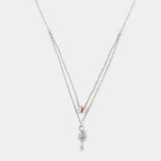Collana in Argento 925 a doppia catena con chiave pendente a zirconi bianchi