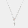Collana in Argento 925 a doppia catena con chiave pendente a zirconi bianchi