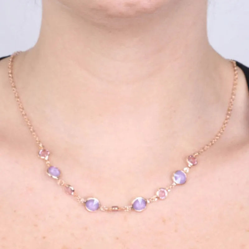 Collana in Argento 925  impreziosita da Cristalli lilla