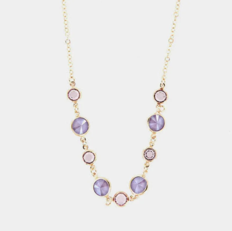 Collana in Argento 925  impreziosita da Cristalli lilla