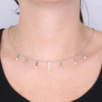Collana in Argento 925 giro di cristalli bianchi pendenti