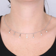 Collana in Argento 925 giro di cristalli bianchi pendenti