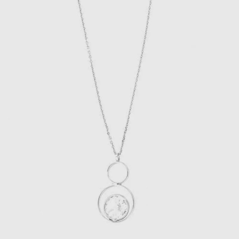 Collana in Argento 925 con punto luce pendente e grande cristallo centrale bianco