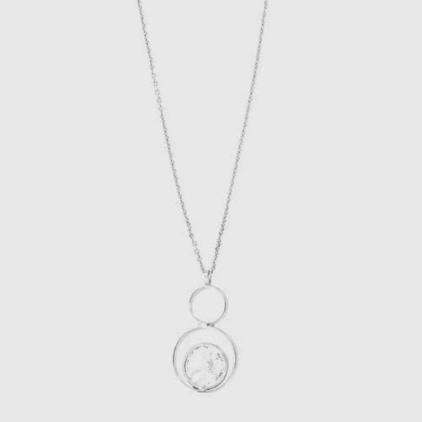 925 Sterling Silver Necklace with Dainty Drop Solitaire Pendant and Large White Central Crystal