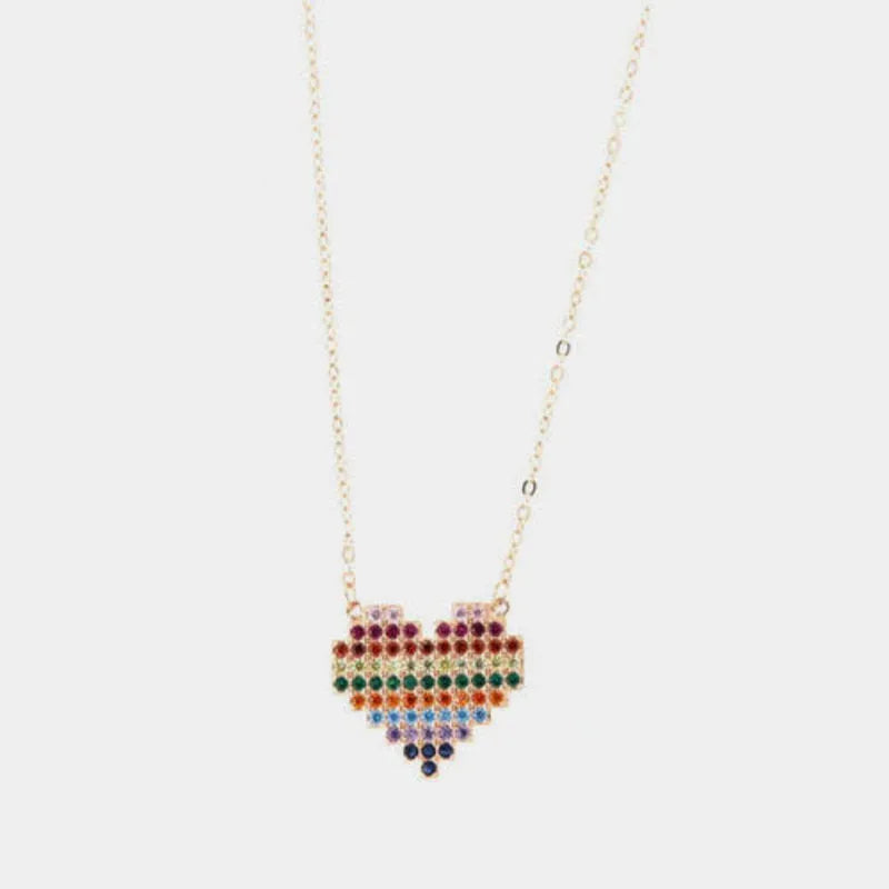 Collana in Argento 925 con cuore, impreziosito da zirconi multicolor