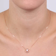 Collana in Argento 925 con barilotto a zirconi bianchi in cerchio liscio