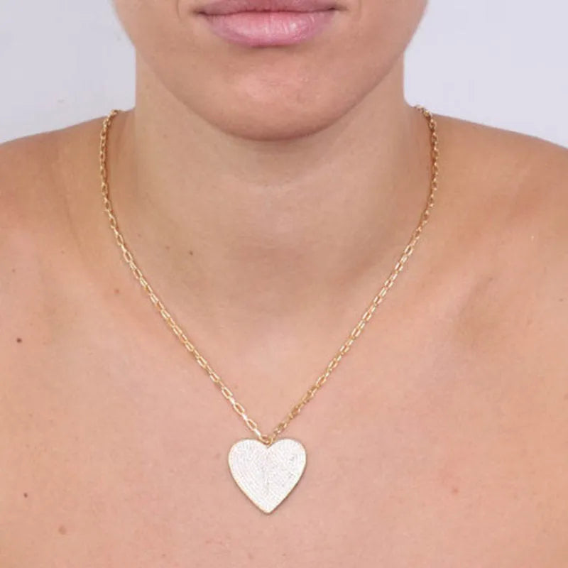 Collana in Argento 925 con cuore pendente impreziosito da zirconi bianchi