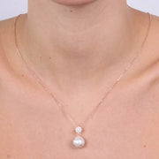 Collana in Argento 925 pendente con perla e zirconi bianchi