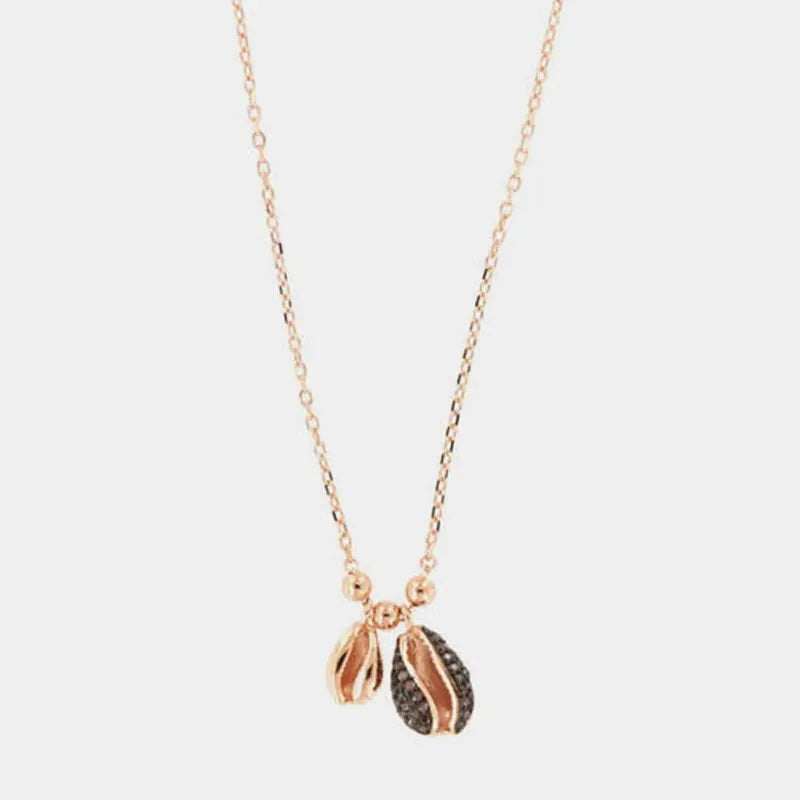 Collana in Argento 925 con doppia conchiglia pendente a zirconi neri