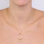 Collana in Argento 925 ,pendente cerchio e conchiglie a zirconi bianchi