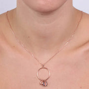 Collana in Argento 925 ,pendente cerchio e conchiglie a zirconi neri