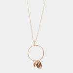 Collana in Argento 925 ,pendente cerchio e conchiglie a zirconi neri