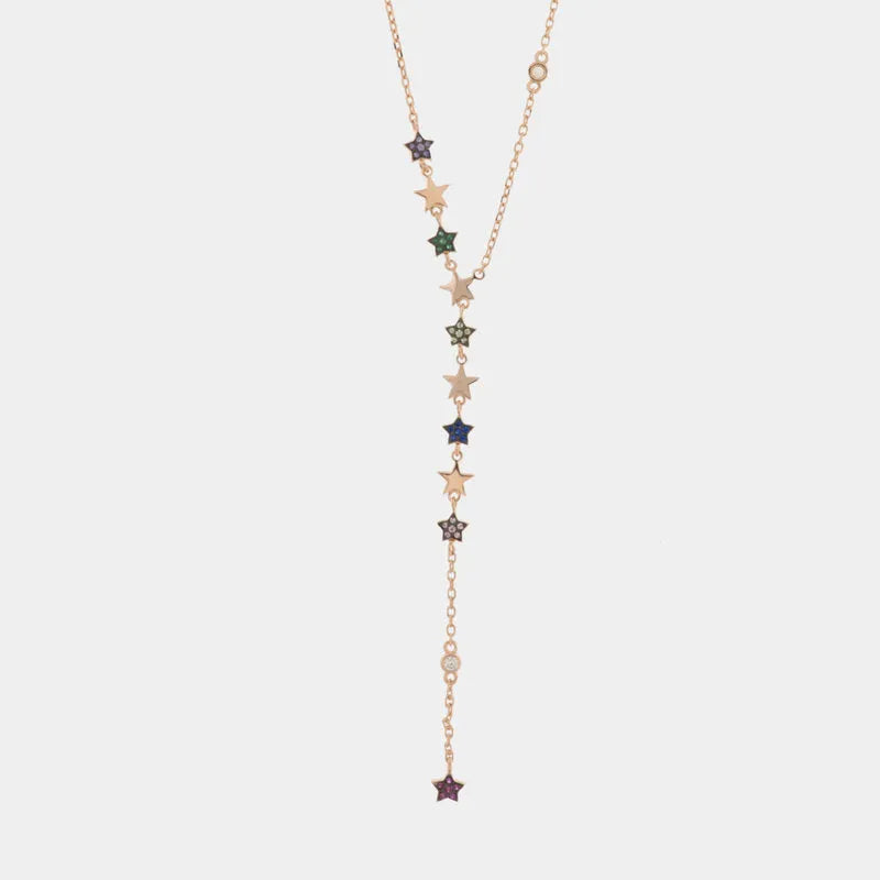 Collana in Argento 925  pendente con stelle impreziosita da zirconi colorati