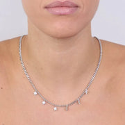 Collana in Argento 925 con stelle di zirconi bianchi pendenti
