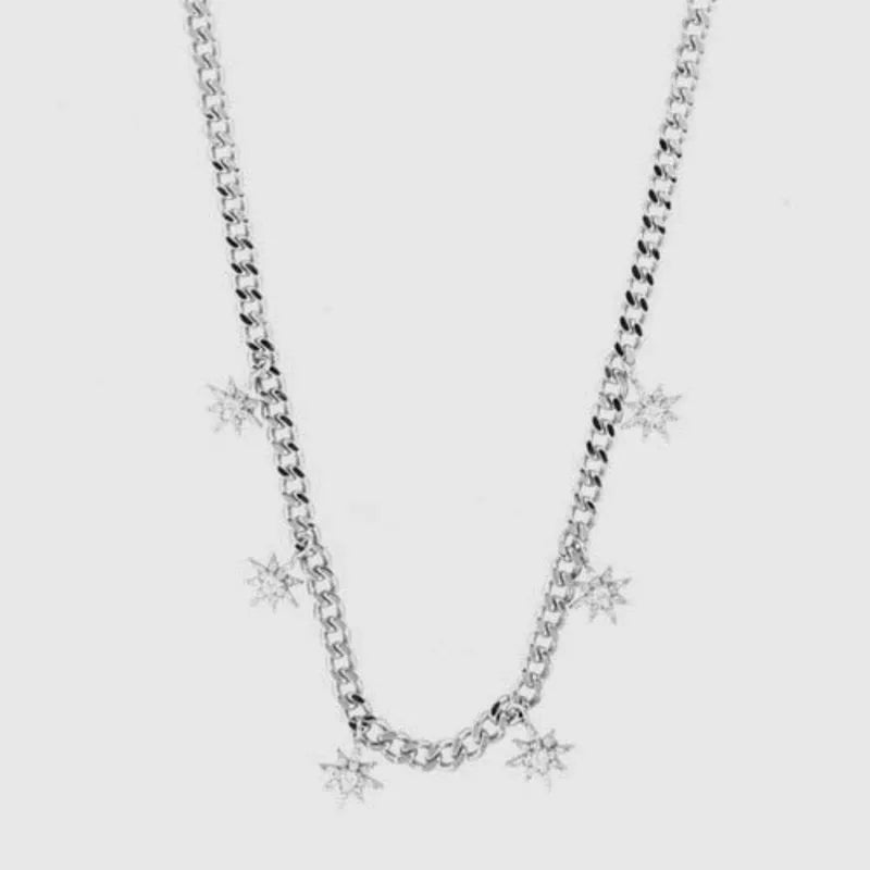 Collana in Argento 925 con stelle di zirconi bianchi pendenti