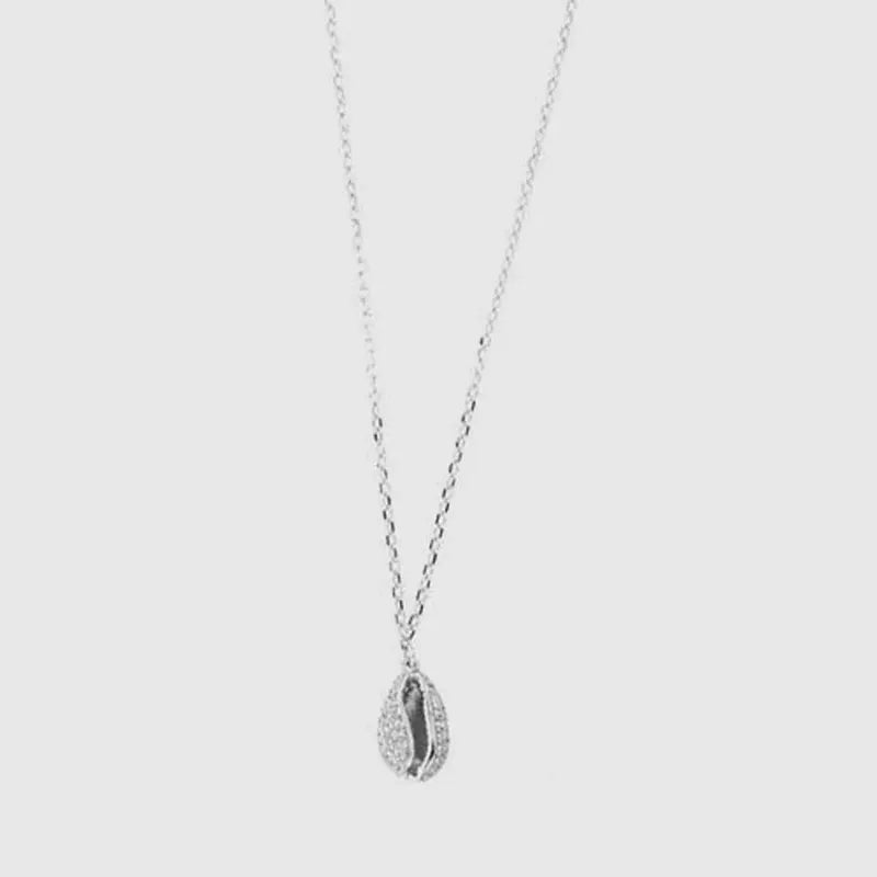 Collana in Argento 925 con conchiglia pendente a zirconi bianchi
