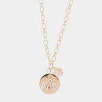 Collana in Argento 925 con ape su piastra, impreziosita da un fiore di zirconi bianchi e punti luce sulle ali
