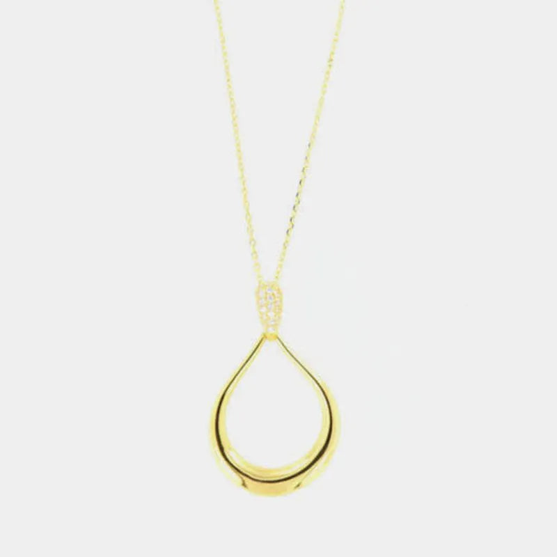 Collana in Argento 925 con pendente a goccia impreziosito da inserto a zirconi bianchi