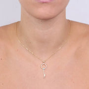 Collana in Argento 925 con chiave pendente impreziosita di zirconi multicolore