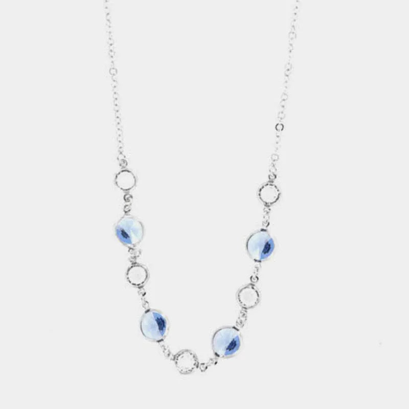 Collana in Argento 925  impreziosita da Cristalli zaffiro chiaro
