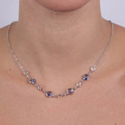 Collana in Argento 925  impreziosita da Cristalli zaffiro chiaro