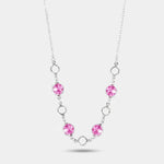 Collana in Argento 925  impreziosita da Cristalli rosa e bianco - BYSIMON gioielli