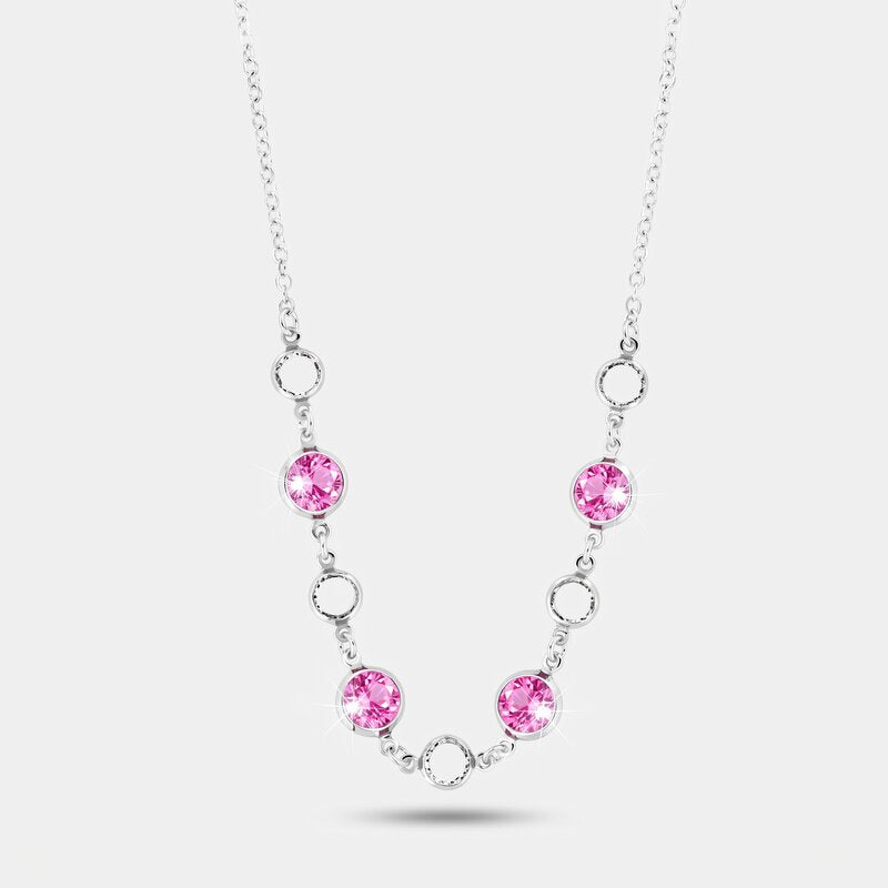 Collana in Argento 925  impreziosita da Cristalli rosa e bianco - BYSIMON gioielli