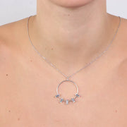 Collana in Argento 925 con cerchio pendente impreziosito da cristalli bianchi