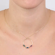 Collana in Argento 925 con cerchio pendente impreziosito da cristalli  multicolore