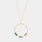 Collana in Argento 925 con cerchio pendente impreziosito da cristalli  multicolore