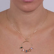 Collana in Argento 925 con cerchio pendente impreziosito da cristalli multicolore