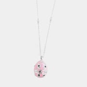 Collana in Argento 925 con uovo smaltato apribile impreziosito da smalto rosa e rirconi smeraldo