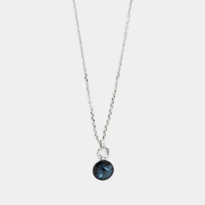 Collana in Argento 925 con doppio punto luce di cristalli bicolore pendenti. BYSIMON - gioiello BySimon