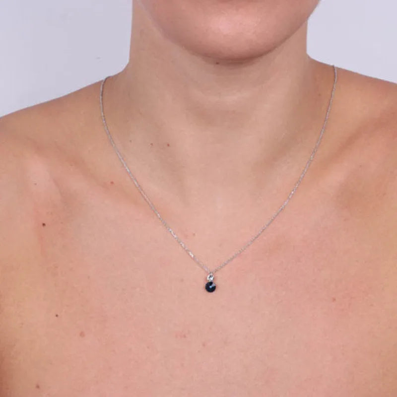 Collana in Argento 925 con doppio punto luce di cristalli bicolore pendenti. BYSIMON - gioiello BySimon