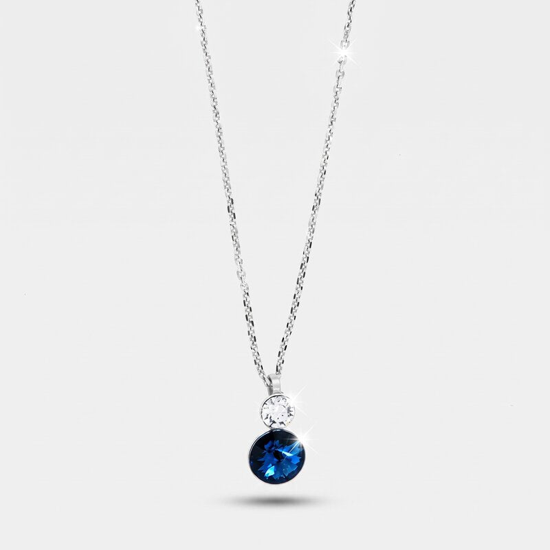 Collana in Argento 925 con doppio punto luce di cristalli bicolore pendenti. BYSIMON - gioiello BySimon