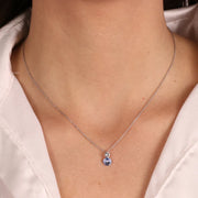 Collana in Argento 925 con doppio punto luce di cristalli bicolore pendenti.