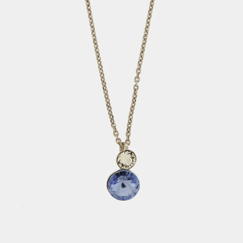 Collana in Argento 925 con doppio punto luce di cristalli bicolore pendenti.