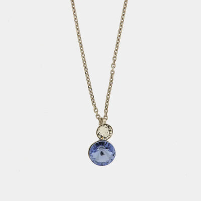 Collana in Argento 925 con doppio punto luce di cristalli bicolore pendenti.