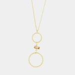 Collana in Argento 925 con doppi cerchi puntellati, impreziositi da cristallo centrale, colorazione topazio