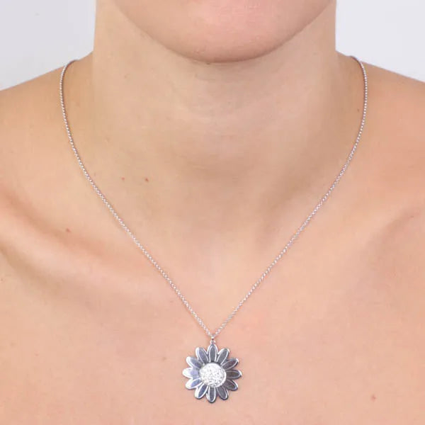 Collana in Argento 925  con margherita pendente e cistalli colorati
