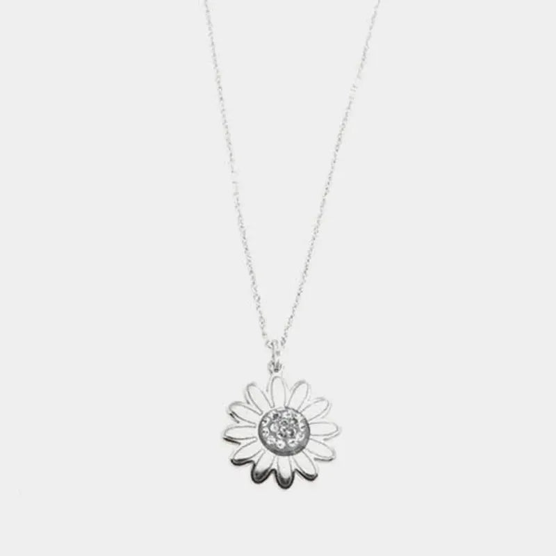 Collana in Argento 925  con margherita pendente e cistalli colorati