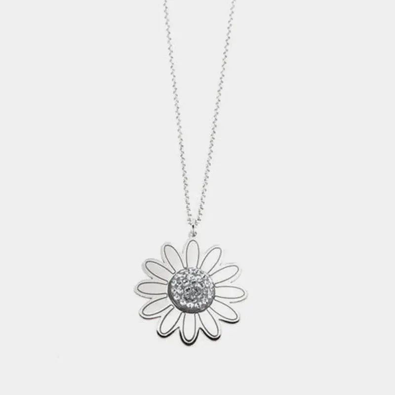 Collana in Argento 925  con margherita pendente e cistalli colorati